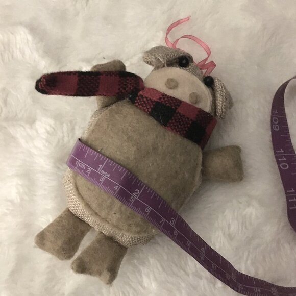 Handmade Felted Wool And Burlap Pig Christmas Ornament - Picture 6 of 7